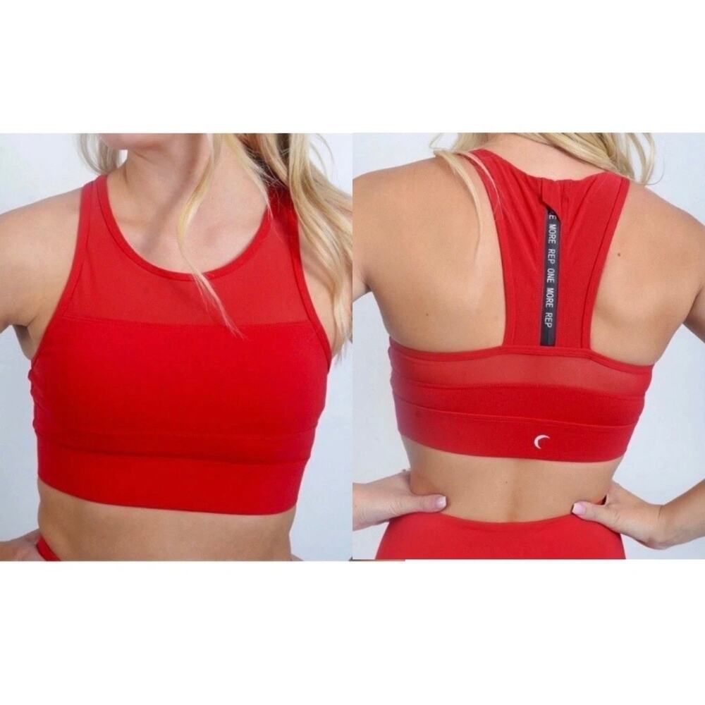 ZYIA | Active All Star Red High Neck Sports Bra Mesh Panel Zip Back | Size Large